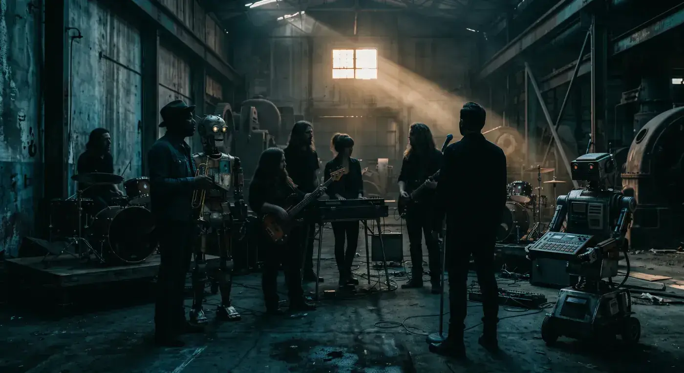 Prolific Futility, on stage in a dim industrial warehouse